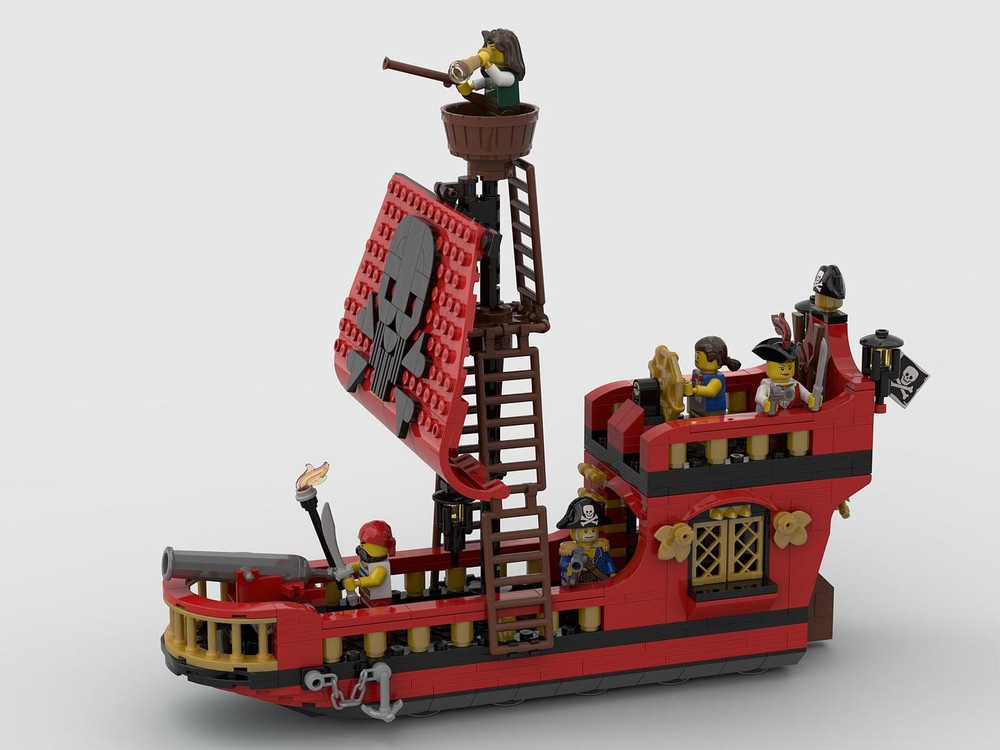 Lego The red sailboat of the skull pirates.