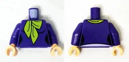 Torso Female Figure with Black Outlines and Lime Scarf Pattern (Daphne) / Dark Purple Arms / Light Nougat Hands