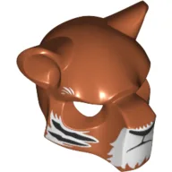Mask Feline with Black Nose, Eyebrows and Tiger Stripes Print / Dark Orange