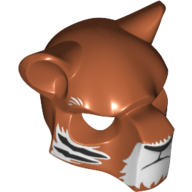 Lego Mask Feline with Black Nose, Eyebrows and Tiger Stripes Print / Dark Orange