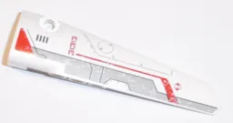 Technic, Panel Fairing # 5 Long Smooth, Side A with Red Triangle and '31313' and Light Bluish Gray and Red Stripes Pattern (Sticker) - Set 31313