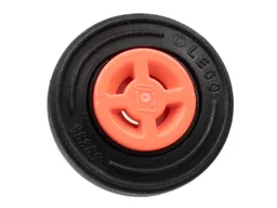 Wheel 8mm D. x 6mm with Slot with Black Tire 14mm D. x 4mm Smooth Small Single with Number Embossed on Side (34337 / 59895) / Coral