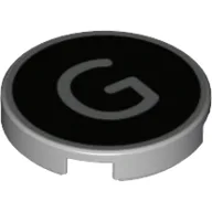 Tile Round 2 x 2 with 'G' on Black Background Print / Light Bluish Gray