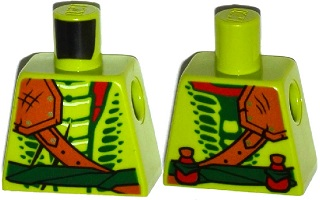 Lego Torso Ninjago Snake with Shoulder Pad and Dark Green Belt and Red Vials Pattern