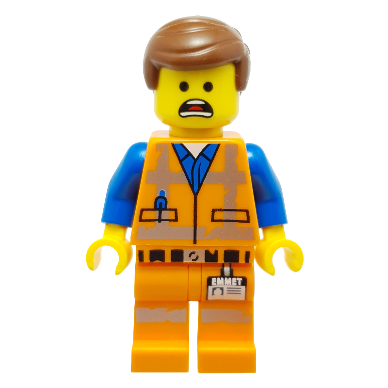 Lego Emmet, Worn Outfit, Happy (Wink) / Scared