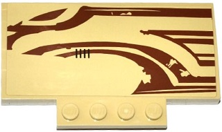 Lego Slope, Curved 5 x 8 x 2/3 with 4 Studs with SW Wookiee Gunship Front Pattern Model Left Side (Sticker) - Set 75084