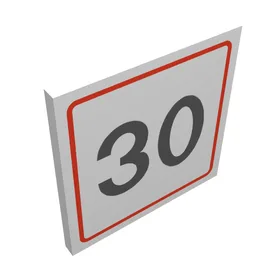Road Sign Clip-on 2 x 2 Square with Speed Limit '30' Print / White