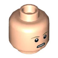 Minifig Head Luke Skywalker, Dark Tan Eyebrows, Chin Dimple, Concerned / Closed Eyes, Meditating Print / Light Nougat