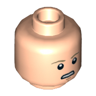 Lego Minifig Head Luke Skywalker, Dark Tan Eyebrows, Chin Dimple, Concerned / Closed Eyes, Meditating Print / Light Nougat
