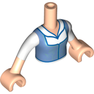 Lego Minidoll Torso Girl, Medium Blue Dress, White Shirt, Dark Blue Trim with Light Nougat Arms / Light Nougat