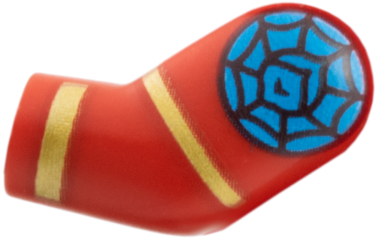 Lego Arm, Left with Medium Azure Web Circle, Gold Rings Pattern