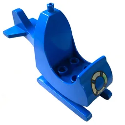 Duplo Helicopter Body with Fixed Skids and Life Preserver Print / Blue