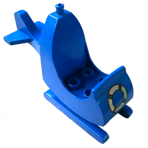 Lego Duplo Helicopter Body with Fixed Skids and Life Preserver Print / Blue