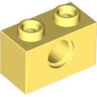 Technic Brick 1 x 2 [1 Pin Hole] / Bright Light Yellow