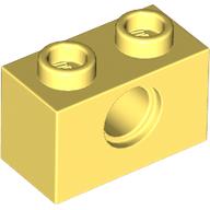 Lego Technic Brick 1 x 2 [1 Pin Hole] / Bright Light Yellow