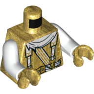 Lego Torso Robe, White Straps and Scarf Print, White Arms, Pearl Gold Hands / Pearl Gold