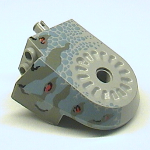 Lego Animal Body Part, Dinosaur Body Quarter with Pin Holes, Dark Gray Streaked/Sand Blue/Black Streaked/Red Spotted Print