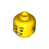 Lego Minifig Head, Hearing Aid, Smile Showing Teeth Print / Yellow