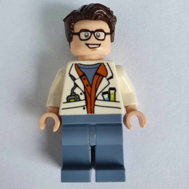 Lego Scientist with Dark Brown Hair and Glasses