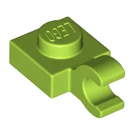 Plate Special 1 x 1 with Clip Horizontal [Thick Open O Clip] / Lime