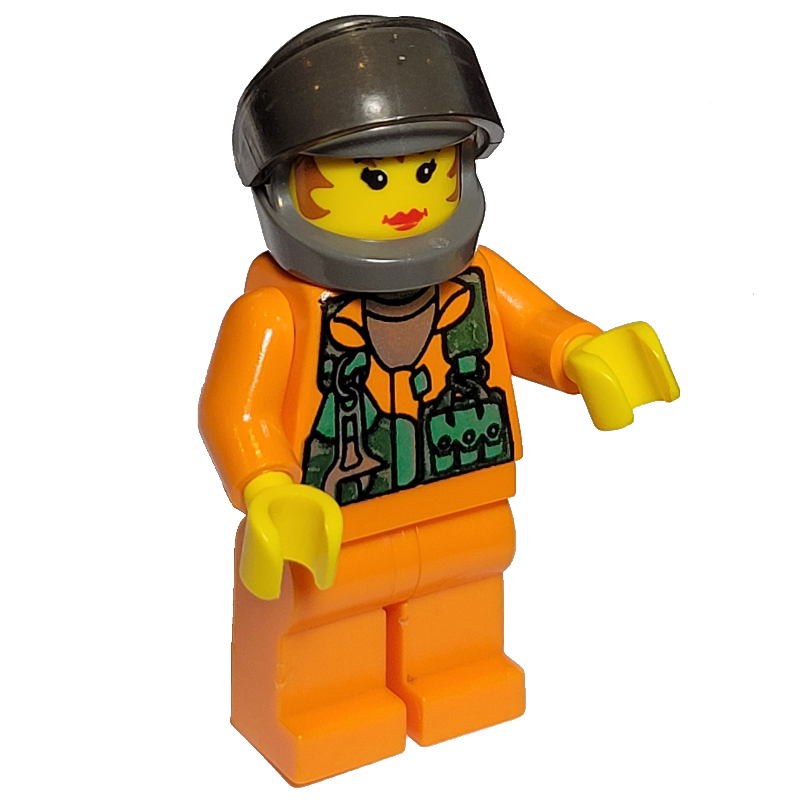 Lego Astronaut - Orange Torso and Legs, Tans-Black Visor, Female