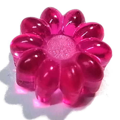 Lego Clikits Icon, Flower 2 x 2 Small, 10 Petals with Hole [Polished] / Trans-Dark Pink