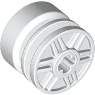 Wheel 18mm x 14mm with Axle Hole, Fake Bolts and Shallow Spokes / White