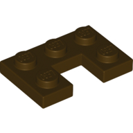 Lego Plate 2 x 3 with 1 x 1 Cutout / Dark Brown