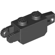 Hinge Brick 1 x 2 Locking with 1 Finger Vertical End and 2 Fingers Vertical End, 9 Teeth / Black