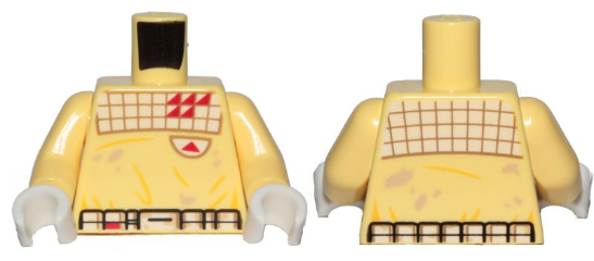 Lego Torso SW Jumpsuit, Quilted with Red Triangles Pattern (Kessel Mine Worker) / Bright Light Yellow Arms / White Hands