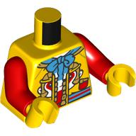 Lego Torso, Chines Tunic, Gold/White/Red Monkey, Medium Blue Scarf print, Red Arms, Yellow Hands NO. 6405 / Yellow
