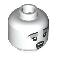 Lego Minifig Head Choir Ghost, Black Eyebrows, Lips, Dark Bluish Grey Eyeshadow, Open Mouth Singing/Neutral Smile / White