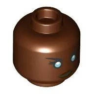 Minifig Head Storm, Silver Eyes, Smirk Print / Reddish Brown