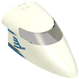 Aircraft Fuselage Curved Forward 8 x 16 x 5 with Trans-Brown Glass with Blue Airline Bird and Stripes Print / White