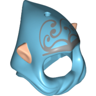 Lego Hood and Light Nougat Elf Ears Combo with Hole on Top with Silver Elves Tribal print / Medium Azure