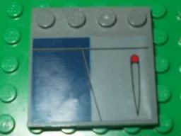 Tile, Modified 4 x 4 with Studs on Edge with Lines, Red Dot, and Dark Blue Rectangle Pattern Model Right Side (Sticker) - Set 8016