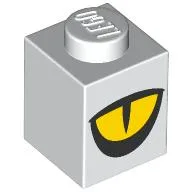 Brick 1 x 1 with Yellow Eye Print / White