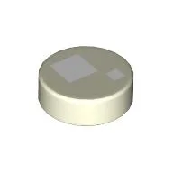Tile Round 1 x 1 with Large and Small White Squares Print (Brickheadz Eye) / Glow in Dark White