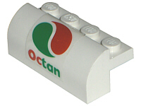 Lego Slope, Curved 2 x 4 x 1 1/3 with 4 Recessed Studs with Octan Logo Pattern (Sticker) - Set 6341