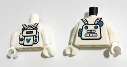 Torso Astronaut Spacesuit with Hoses, Panel and Buttons and Metallic Light Blue Mickey Mouse Logo on Back Pattern / White Arms / White Hands