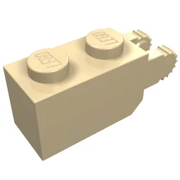 Hinge Brick 1 x 2 Locking with 2 Fingers Vertical End, 9 Teeth / Tan