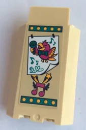 Panel 3 x 3 x 6 Corner Wall without Bottom Indentations with Bird on Poster, Music Notes and Stars Pattern (Sticker) - Set 41334