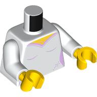 Lego Torso, Ballerina Outfit, Bright Pink Trim print, White Arms, Yellow Hands / White