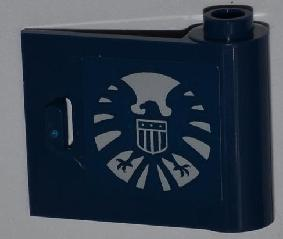 Lego Door 1 x 3 x 2 Right - Open Between Top and Bottom Hinge with SHIELD Logo Pattern (Sticker) - Set 6867