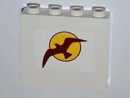 Panel 1 x 4 x 3 with Side Supports - Hollow Studs with Bird and Sun Pattern (Sticker) - Set 4435