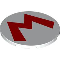 Lego Tile Round 6 x 6 with Red 'M' print