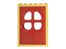 Door, Frame 2 x 6 x 7 with Red Fabuland Door 1 x 6 x 7 with Round Pane in 4 Sections (4071 / 4072)