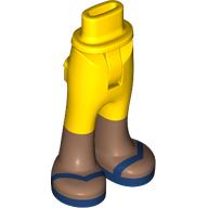 Lego Minidoll Hips and Trousers with Back Pockets with Medium Brown Feet, Dark Blue Sandals print / Yellow