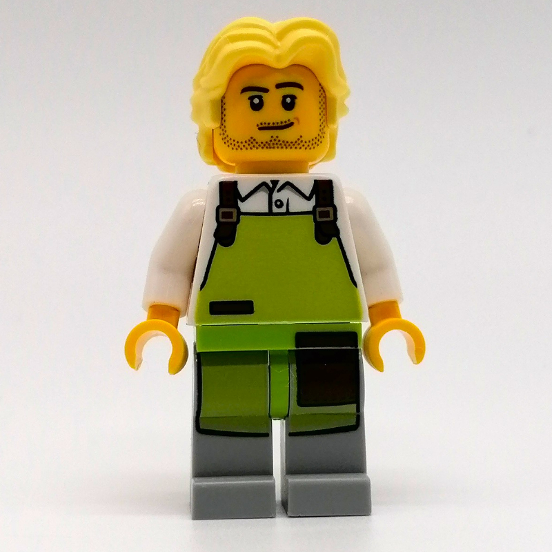 Lego Man, Lime Apron, Bright Light Yellow Hair
