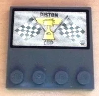 Tile, Modified 4 x 4 with Studs on Edge with 'PISTON CUP' and Checkered Flags Pattern (Sticker) - Set 8486